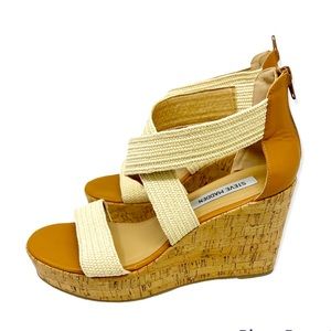 Steve Madden Elwyn Platform Wedge Sandals Tan Size 9.5